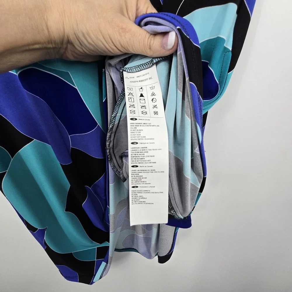 Joseph Ribkoff Abstract Dress Womens 10 Blue Stretch Swing Comfort‎ Artsy Office